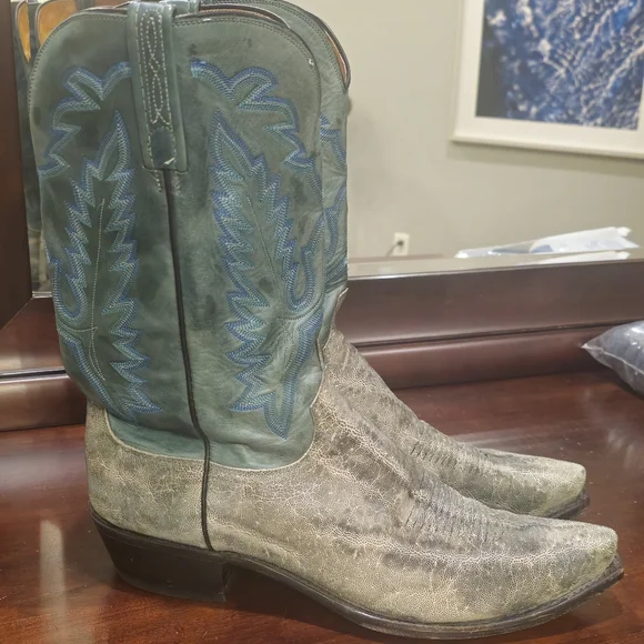 Lucchese Green Elephant Cowboy Boots 13D - Picture 4 of 15